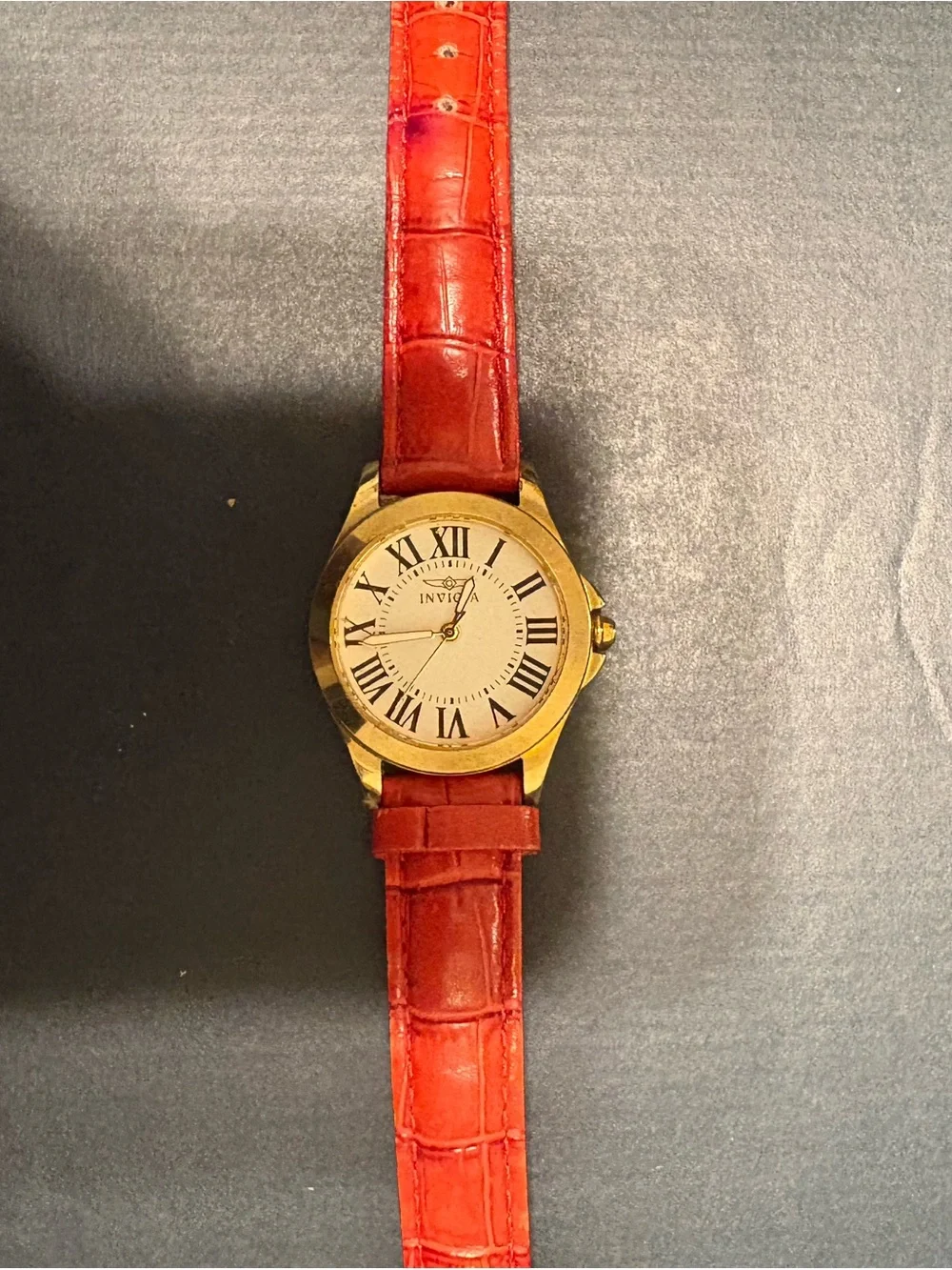 Invicta Gold Women's Case Watch with Red Leather Strap